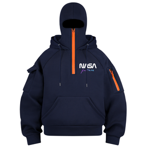 Felpa con Cappuccio da Uomo con Mezza Zip, Motivo Astronomico, Autunno Inverno, Moda Streetwear, Casual Sportiva - Product Image 2