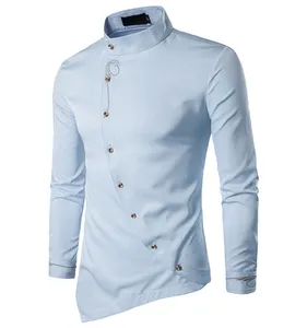 Oem/Odm Zijdeachtige Casual Shirt Lange Mouw Mensdigital Gedrukt Mannen Plus Size Shirts Aanpassen Patroon Casual Shirts