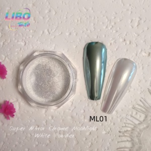 Polvo Aurora Blanco Luz de Luna 2026, 6 Colores, Polvo Aurora Cromado Espejo Fino para Uñas - Product Image 1