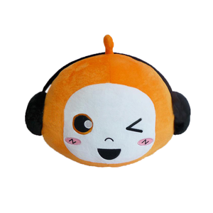 Фабричная оранжевая плюшевая домашняя подушка в виде обезьяны с наушников, подушка с мультяшным животным, на заказ, плюс корпоративный логотип, талисман - Product Image 1