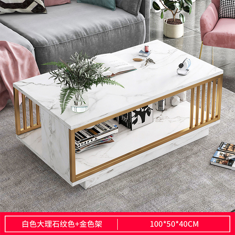 golden steel frame + white marble color 100*50*40cm