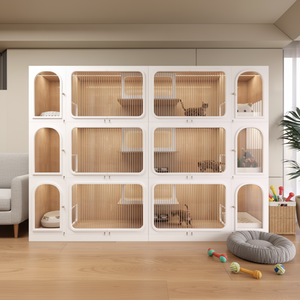 Premium Indoor-Katzengehege-Möbel mit Glas-Katzenhaus und Holz-Katzenkäfig für Zoohandlungen, Katzenhotels und den Heimgebrauch - Product Image 5