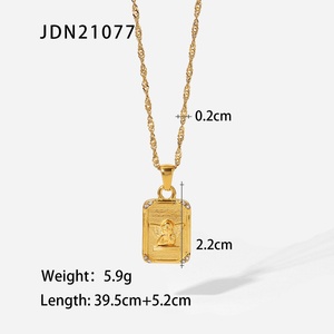 Hot Sale Stainless Steel Rectangle Pendant Crystal Natural Stone Angel wings Pendant Necklace for Women - Product Image 5