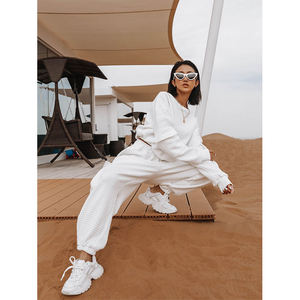 <span class=keywords><strong>Pantaloni</strong></span> Cargo Imbottiti <span class=keywords><strong>Bianchi</strong></span> da Donna, Joggers Larghi Casual, Streetwear con Coulisse e Tasche alle Caviglie, <span class=keywords><strong>Pantaloni</strong></span> Sportivi a Gamba Larga - Product Image 3