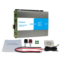 Convertisseur de courant Pretiosus 1000W 12V 24V 48V DC vers AC 100V 110V 120V 220V 230V 240V avec écran LCD, onde sinusoïdale pure, hors réseau