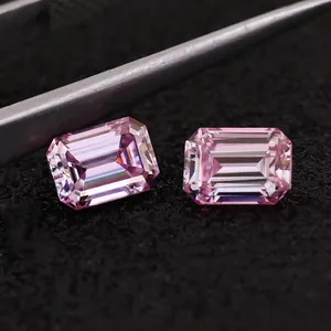 VVS透明钻石松散硅石6*8毫米尺寸散装数量粉色硅石祖母绿切割，工厂价格便宜