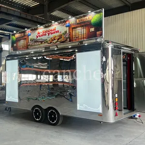 Chariot de restauration rapide mobile en acier inoxydable pour burgers, tacos et frites, idéal pour la vente en extérieur - Product Image 2