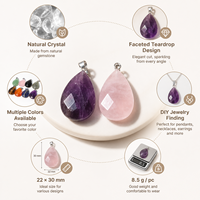 Pendentif en pierre de guérison en cristal naturel facetté en forme de goutte d'eau, quartz rose, améthyste, pierre précieuse en forme de larme, breloques, collier, bijoux Chakra