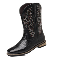 Vente en gros de bottes de randonnée Chelsea grande taille pour hommes style cowboy décontracté avec manches brodées western vintage bottes d'hiver