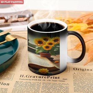 Tasse magique 11oz en céramique noire givrée, changeant de couleur à la chaleur, pour usage quotidien - Product Image 5