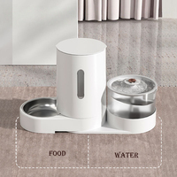 Station d'alimentation automatique pour animaux de compagnie 2L Distributeur d'eau pour aliments secs à motif solide élégant Bols 2 en 1 Stockage en plastique pliable