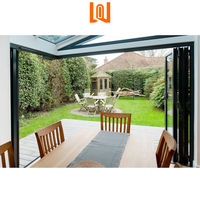 Porte d'angle pliante en aluminium lisse sans effort porte pliante intérieure en aluminium à double vitrage portes coulissantes pour véranda