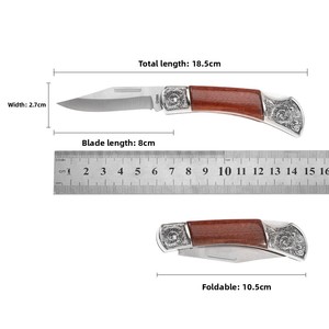 Xách Tay Thép Không Gỉ Mini Ý Dao Với Tay Cầm Bằng Gỗ Có Thể Gập Lại Ngoài Trời Tự Vệ Công Cụ Tùy Chỉnh OEM Hỗ Trợ - Product Image 3