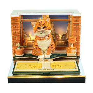 Bloc-notes <span class=keywords><strong>calendrier</strong></span> 3D en papier découpé au laser motif chat orange mignon, décoration de bureau en papier superposé, bloc-notes 3D pour animaux de compagnie, idéal pour le dropshipping - Product Image 1
