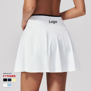 Op maat gemaakte logo V-vormige A-lijn rok voor meisjes en volwassenen, geschikt voor badminton, golf, padel, met contrastkleur, ademend, zijzakken, tennisrokken - Product Image 6