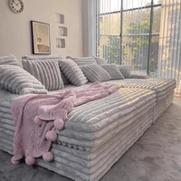 Extra breites, tiefes, übergroßes Loveseat-Chaiselongue, komprimierbares Schlafsofa, flauschiges Samt-Polster, Cloud Couch, modern