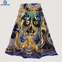 Sinya luxe africain maille filet dentelle de mariée avec paillettes brillantes dentelle tissu luxe dentelle robe de soirée