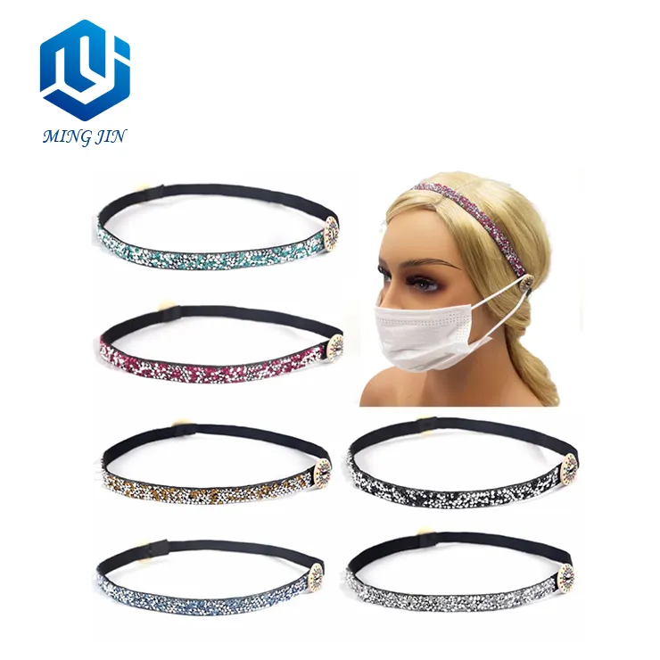 Fashion Headpiece Multicolor Full Drill Crystal Thin Headband Hair Accessories Women With Buttons