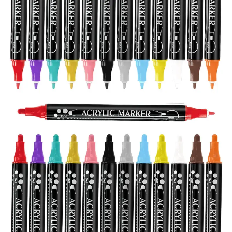 Marcadores de arte de ponta dupla de 36 cores para crianças, conjunto de cores de algodão, marcadores de tinta acrílica permanente à prova d'água para pintura de graffiti