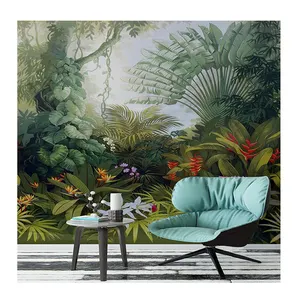 KOMNNI murale personalizzato dipinto a mano foresta pluviale tropicale carta da parati pianta paesaggio carta da parati decorazioni per la casa soggiorno