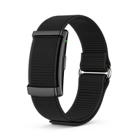 Bracelet intelligent avec bracelet en nylon noir, boîtier en plastique, suivi du sommeil, fréquence cardiaque, montre de fitness avec étanchéité à 50 m pour adultes