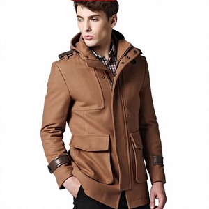 <span class=keywords><strong>Cappotto</strong></span> Classico con Tasche per <span class=keywords><strong>Uomo</strong></span>, Impermeabile, Taglia Grande, in Lana Color <span class=keywords><strong>Cammello</strong></span> con Cappuccio - Product Image 1