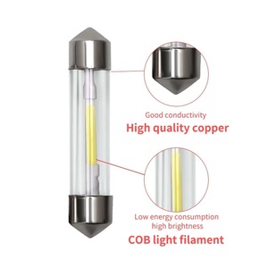 Lampe d'intérieur de voiture Festoon 31mm 36mm 39mm 41mm Boîtier en verre 6000K 12V COB LED Bulbs for Car Trunk Dome License Plate Lamp - Product Image 3