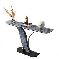 Meuble d'entrée multifonctionnel haut de gamme de luxe avec plateau en pierre, design moderne et minimaliste pour salon et entrée