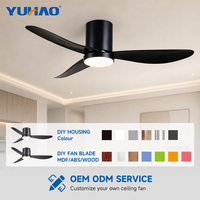 Ventilateur de plafond LED avec lumière, 3 pales ABS, pour villas, salles à manger, restaurants, écoles, montage encastré BLDC, 38, 46, 52 pouces, fabrication OEM ODM