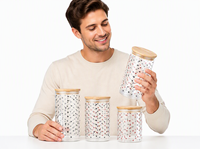 Pot en verre rond scellé tricolore, compatible micro-ondes, anti-poussière, passe au lave-vaisselle, écologique, avec couvercle