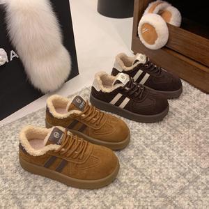 EzeiShoes Baskets pour femmes à semelle épaisse, doublure en toile couleur café, chaudes toutes saisons, chaussures décontractées, semelle intermédiaire en TPU, semelle extérieure en PU, couleur unie - Product Image 4