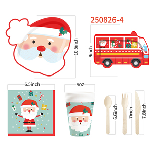 DAMAI Christmas Party Supplies Father Christmas Paper Plates Napkins Xmas Gnome Party Disposable Tableware Set Decorations - Product Image 4