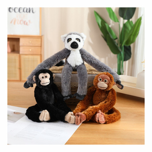 دمية محشوة مضحكة على شكل كسلان أو قرد أو غيبون أو أورانجوتان بذراع طويلة 50 سم، لعبة قطيفة بشعر طويل - Product Image 1