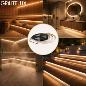 <b>LED</b> <b>Strip</b> Light SMD3030 80LEDs/m DC24V 160-180lm/W IP68 Cool <b>White</b> Heat Resistant 5m Roll for Steam Rooms - Product Image 5
