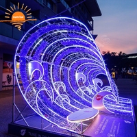 Éclairage LED décoratif tunnel vague océanique, allée extérieure étoile de mer pour Noël, affichage festif pour place commerciale, grand projet