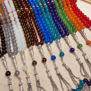 33 Pcs 10mm 이슬람기도 비즈 이슬람 Tasbih Misbaha 크리스탈 클리어 Dhikr 묵주 매일기도 Tasbeeh 무슬림 남성을위한 여성 - Product Image 4