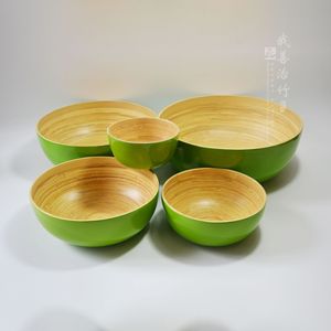 Natural Bamboo Bowls Set Green Handmade Nesting Bowls For Home Salad Fruit Storage Japanese Style JZW-09 - Product Image 2