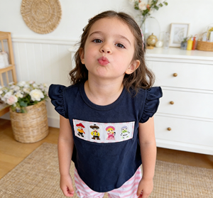 YiHui Brand Hand Smocked 100% Cotton <strong>Boys</strong> Clothing Set with Casual Cute Animal Pattern Short Sleeve Top and Shorts - Product Image 6