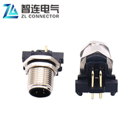 Conector ZLconnector M12 Impermeable para PCB, Conector Macho Angular de 2 a 12 Pines, Blindado, para Montaje en Panel Trasero Ethernet