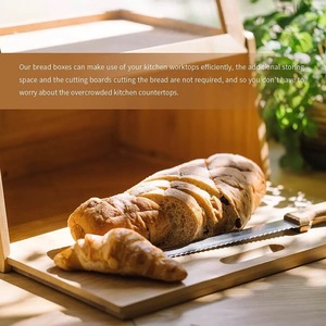 กล่องขนมปังไม้ไผ่ ความยาว 15.73 นิ้ว กล่องเก็บอาหารในครัวแบบสองชั้น - Product Image 4