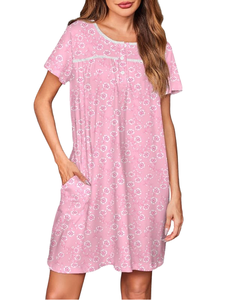 <span class=keywords><strong>Camicia</strong></span> <span class=keywords><strong>da</strong></span> <span class=keywords><strong>Notte</strong></span> Estiva-Autunnale <span class=keywords><strong>da</strong></span> Donna in Tessuto Spugna <span class=keywords><strong>con</strong></span> Stampa Animalier, <span class=keywords><strong>Maniche</strong></span> <span class=keywords><strong>Corte</strong></span>, Tasca Frontale e <span class=keywords><strong>Bottoni</strong></span>, Rosa - Product Image 1