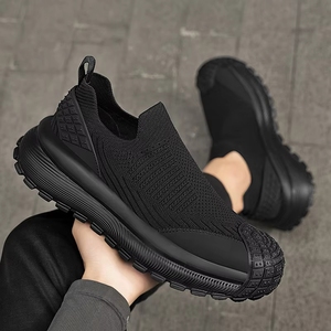 2025 Summer New <b>Net</b> Surface Breathable <b>Fly</b> Knit Shoes Lazy Men's Non Slip Dad Sneakers - Product Image 1