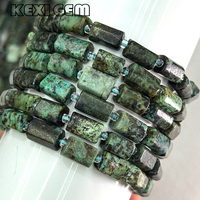 Perles de turquoise africaine naturelle brutes facettées 8x11mm, perles colonnes de turquoise africaine naturelle, perles cylindriques intercalaires en pierres précieuses lâches