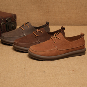 Chaussures bateau en cuir pour hommes, à lacets, bout rond, doublure en cuir véritable, semelle extérieure en caoutchouc, semelle intermédiaire en EVA, légères, toutes saisons, usage décontracté - Product Image 3
