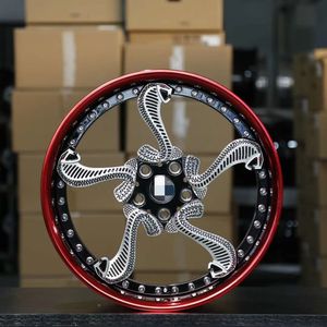 Rines Forjados Personalizados <span class=keywords><strong>Cobra</strong></span> para Autos de Pasajeros - Diseño de 5 Radios y 2 Piezas Compatibles con Mustang, <span class=keywords><strong>Ferrari</strong></span>, McLaren, de 18 a 24 Pulgadas - Product Image 1