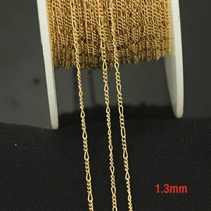 Figaro-cadena de oro 3 + 1 para mujer, 1,5mm, 2,4mm, fabricación de joyas