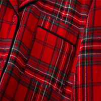Ensemble de pyjamas de Noël pour femmes, manches longues, à carreaux rouges