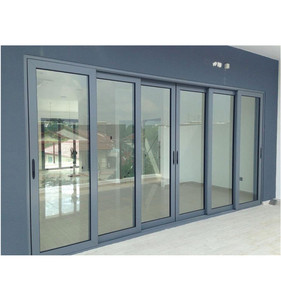 Grey recubierto de polvo suave terminado el último diseño de la puerta principal doble templado acristalamiento puerta corredera - Product Image 5