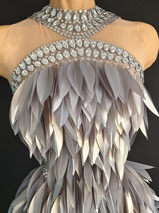 Novance Y5482 Produtos Mais Vendidos Vestidos de <span class=keywords><strong>Cocktail</strong></span> Elegantes em Cinza com Lantejoulas em Forma de Folha Vestido Formal Sem Mangas com Strass - Product Image 5