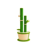 Colonne à gratter pour chat en sisal durable, style bambou, anti-chute, avec jouet suspendu en forme de balle, pour grands chats, vente en gros, OEM